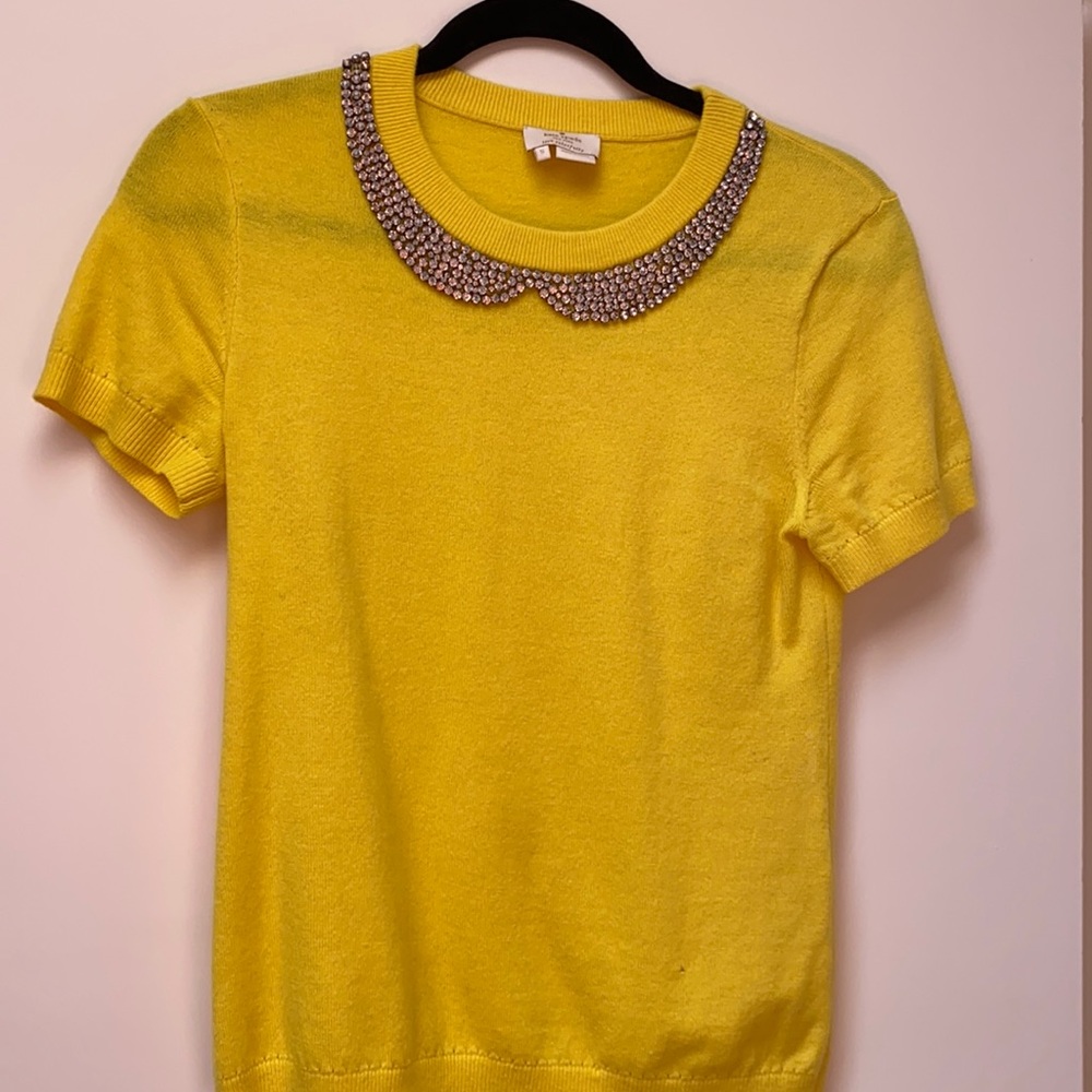 Kate spade yellow jeweled sweater size small